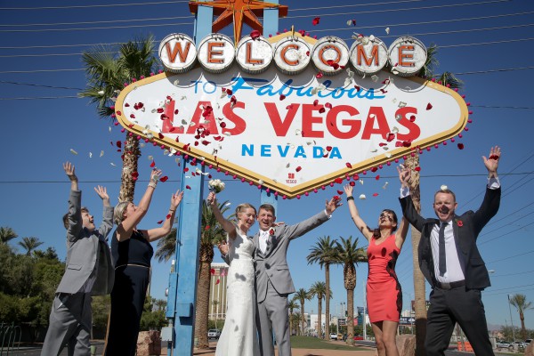 Las Vegas Sign Wedding Photos by Top Ranked Chapel of the Flowers an award winning wedding venue