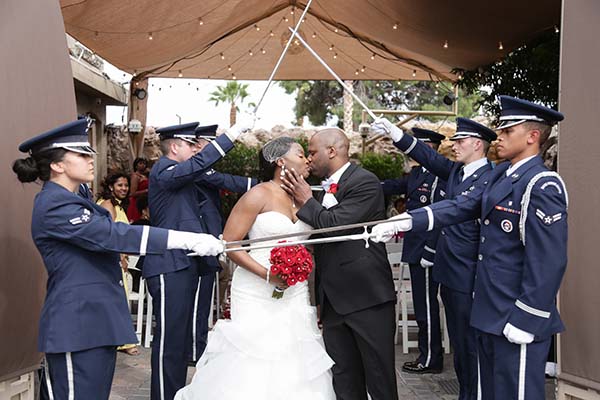 Saber Acrhway Military wedding tradition at Las Vegas Wedding Chapel of the Flowers