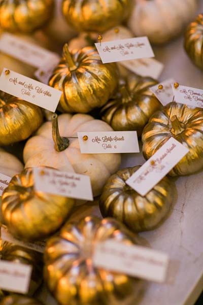 Pumpkin Place Cards for Autumn Wedding