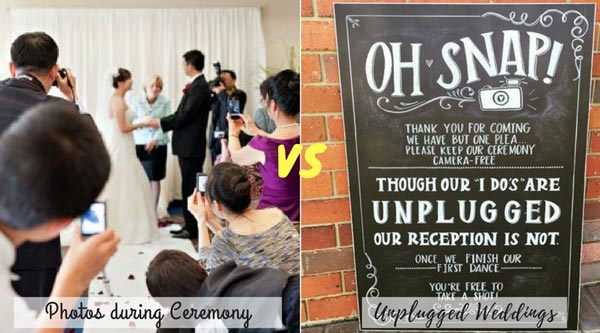 Photos during Ceremony vs Unplugged Wedding | New Wedding Traditions to Replace Old Wedding Traditions