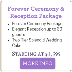 Affordable Las Vegas Wedding Package includes Ceremony and Reception for you to 30 guests